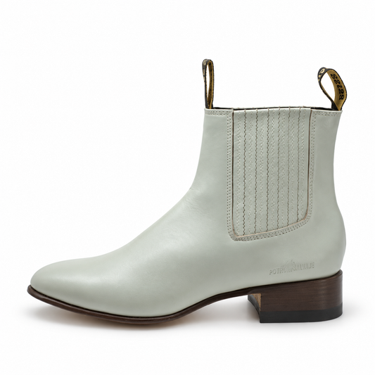 Botin Charro 45 - Flor Entera Hueso