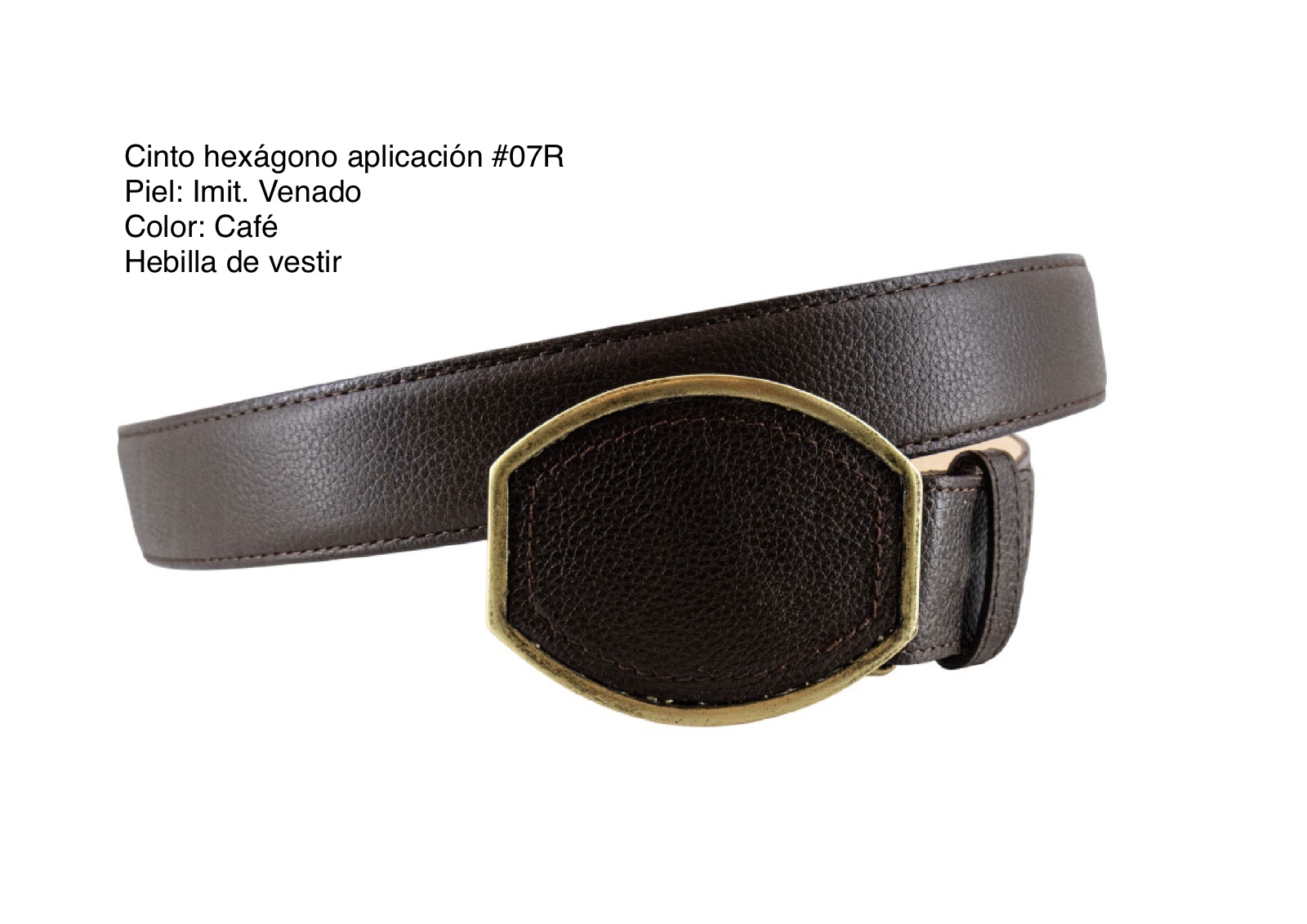 Cinto hexágono aplicación #07R - Imit. venado: Café