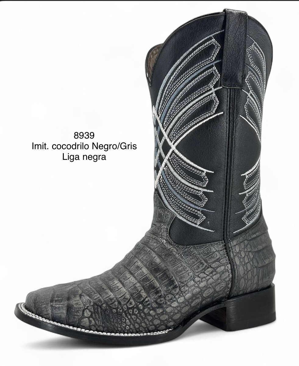 8939 -  Imit. cocodrilo: Negro con gris - Liga: Negro