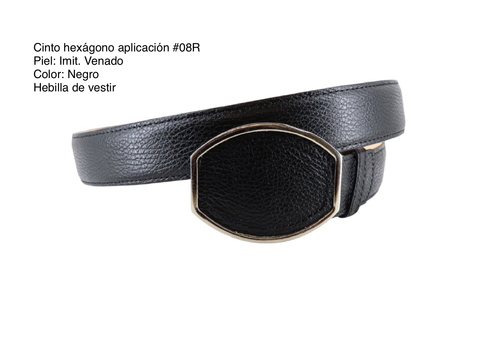 Cinto hexágono aplicación #08R - Imit. venado: Negro