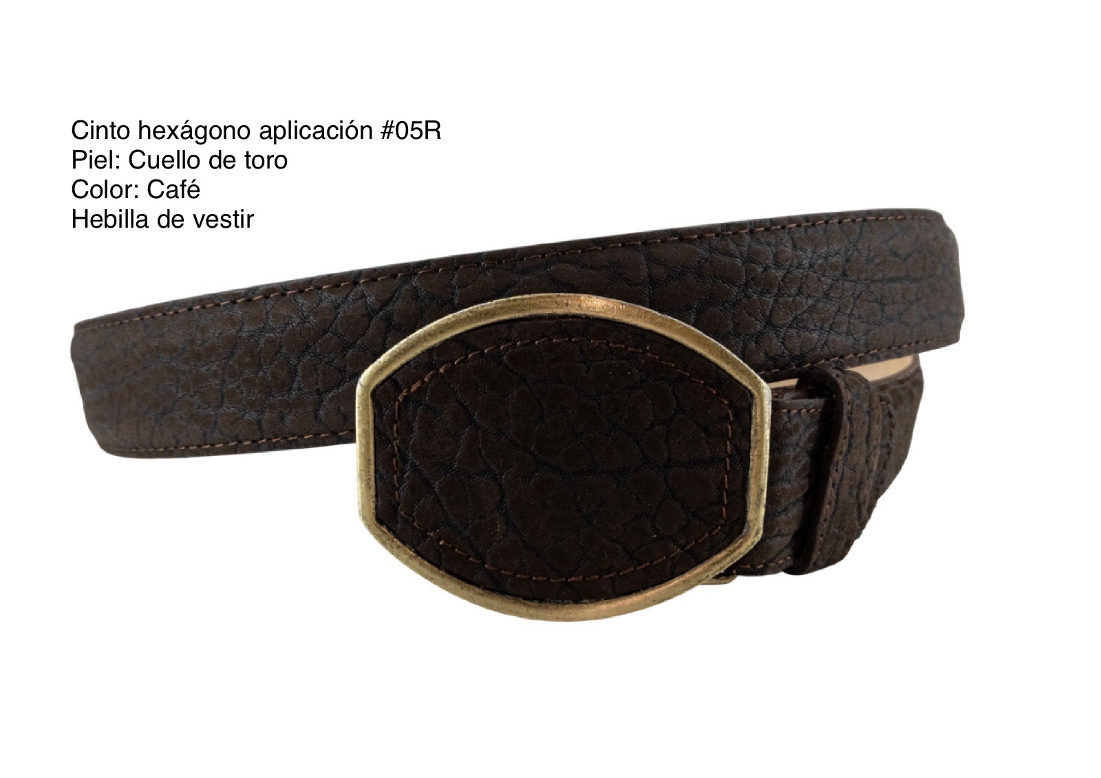 Cinto hexágono aplicación #05R - Cuello de toro: Café