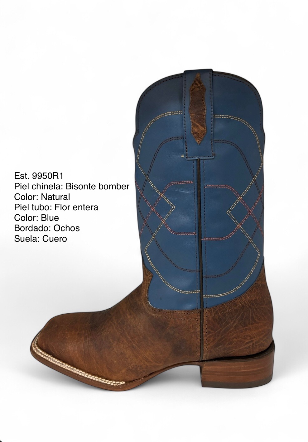 9950R1 -  Bisonte bomber: Natural - Flor entera: Blue