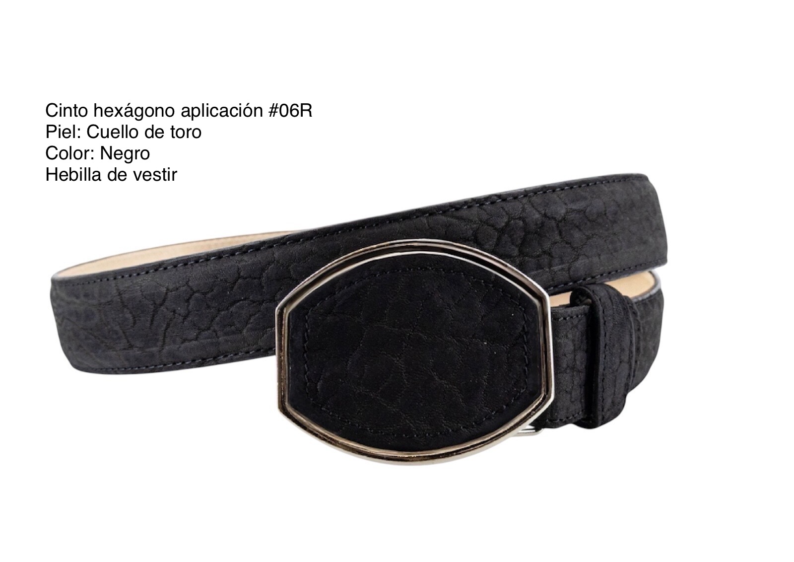 Cinto hexágono aplicación #06R - Cuello de toro: Negro
