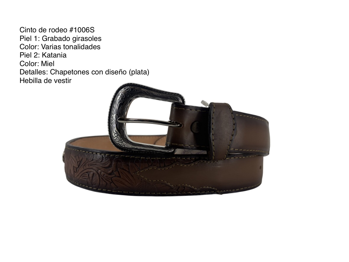 Cinto rodeo #1006S - Katania: Miel, grabado girasoles